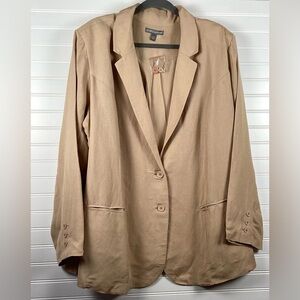 Jessica London NWOT size 24W Beige / Tan Linen Blend Blazer Jacket